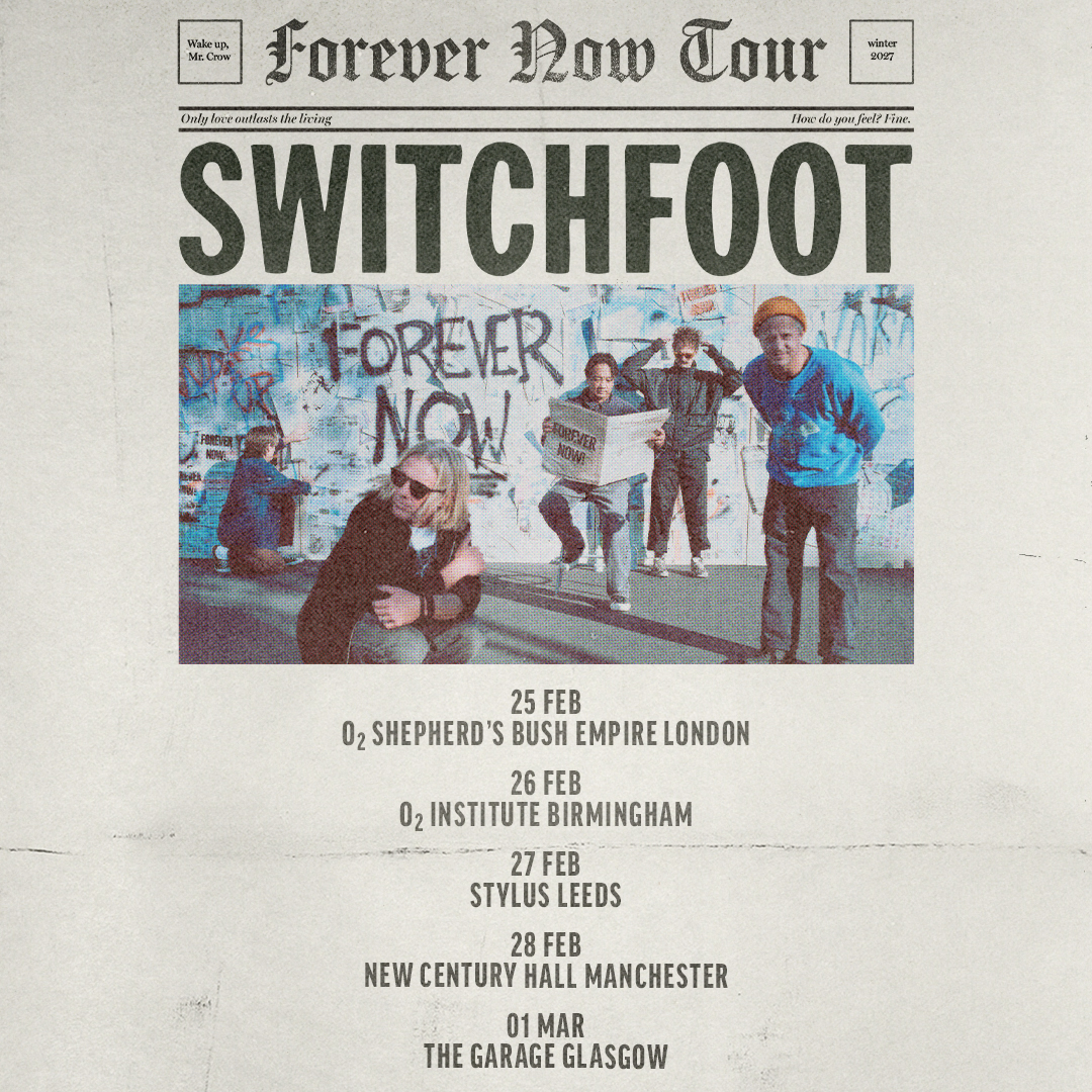 Switchfoot Forever Now Tour poster with dates and locations